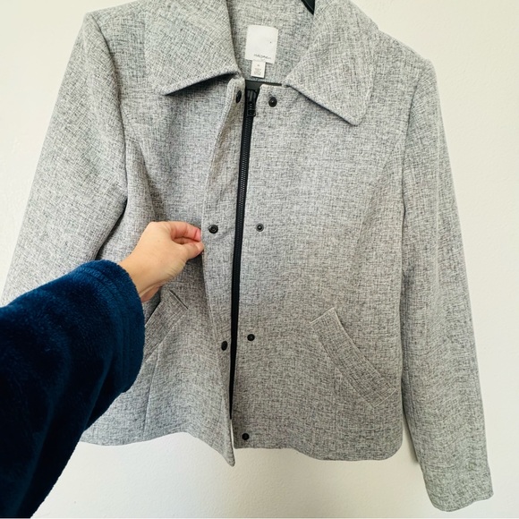 Halogen Bond Crosshatch Pleated Gray Swing Jacket Blazer Size Medium - Picture 6 of 10